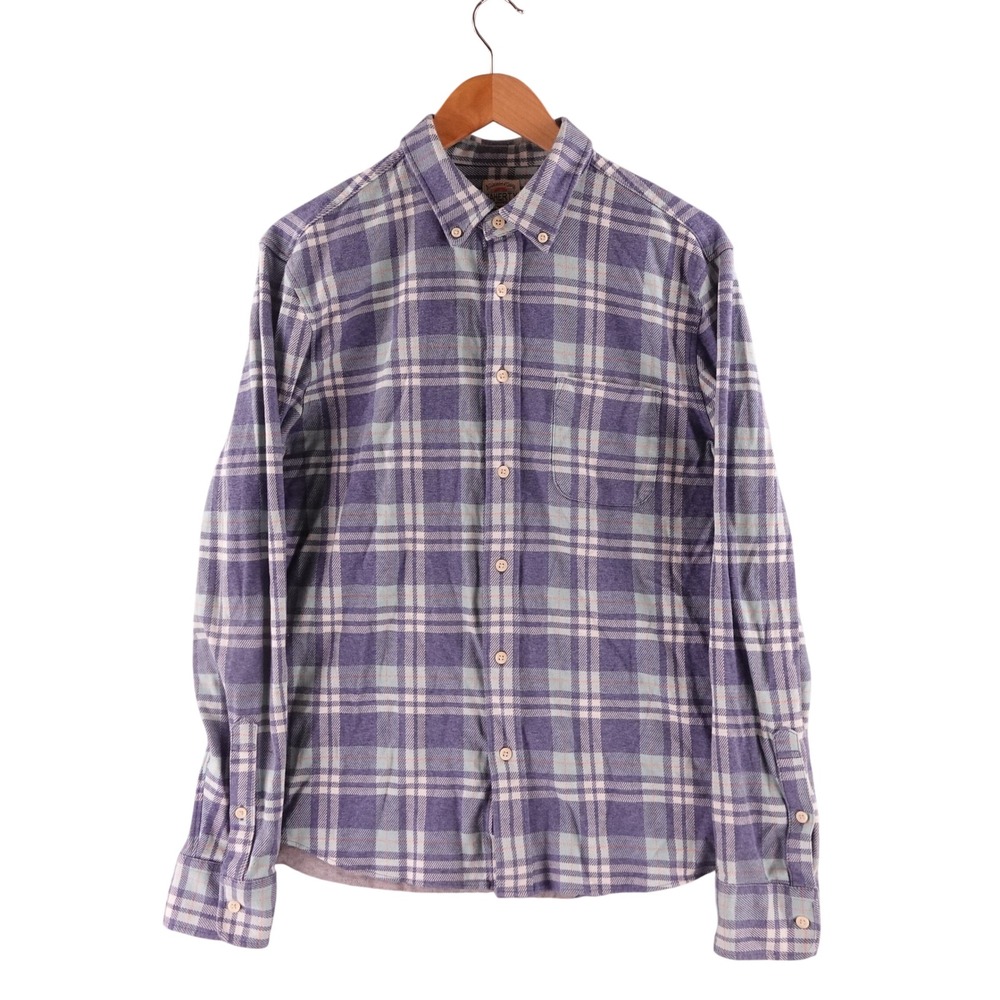 Faherty Brand Mens Large Blue Plaid Supima Cotton Lyocell Flannel Shirt